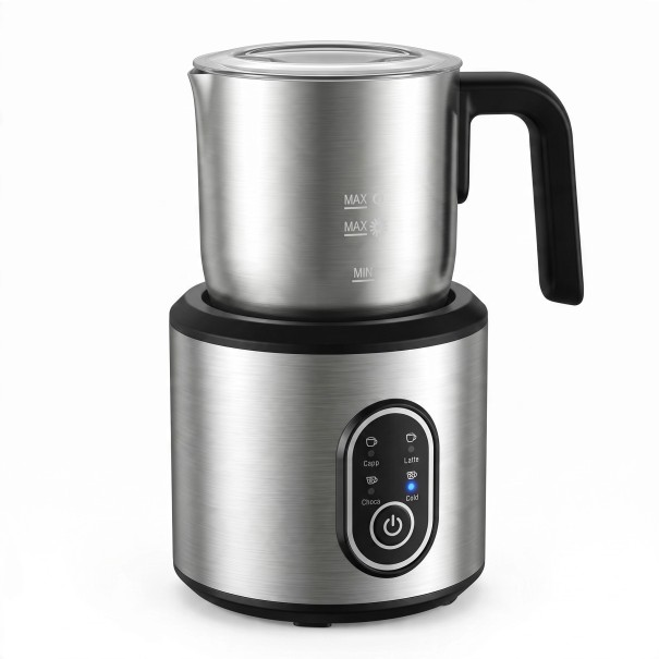 Montapanna automatico DEVISIB 4v1 Schiuma calda e fredda 500 W Caraffa in acciaio inox 350 ml Lavabile in lavastoviglie Argento Per cappuccino e latte 1
