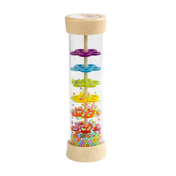 Montessori-Regenbogen-Regenstab, 19,5 × 5,6 cm, groß, sensorische Rassel für Kinder, musikalisches Sanduhr-Spielzeug, pädagogisches Spielzeug 1