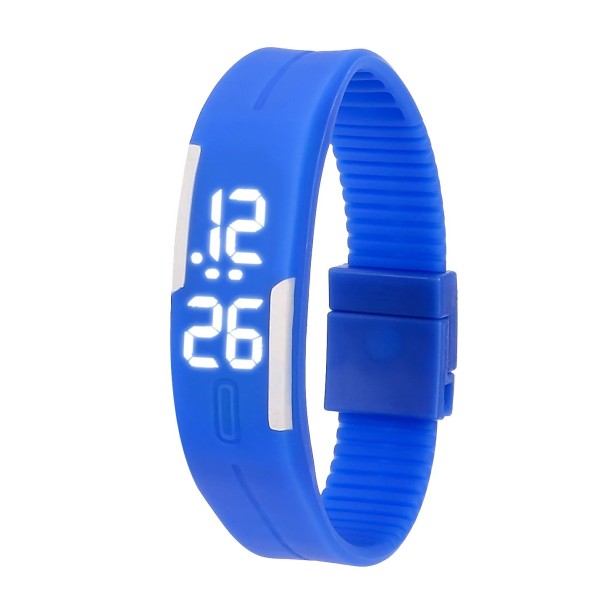 Montre numérique LED pour enfants, montre colorée en silicone avec écran tactile, montre de sport moderne pour enfants garçons et filles bleu