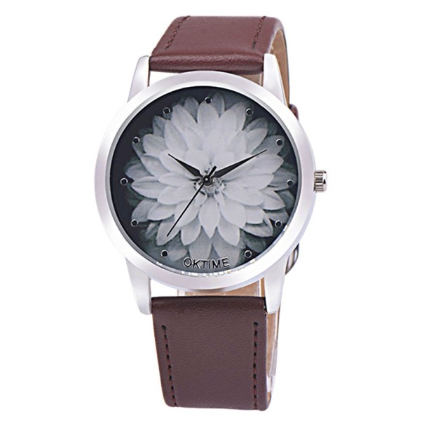 Montres modernes pour femmes avec fleur J2004 café