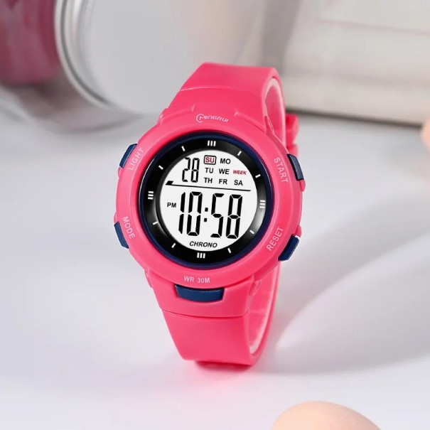 Montres numériques pour enfants UTHAI CE49 avec rétroéclairage, alarme et étanchéité à 30 m – montres colorées pour un usage quotidien et le sport rose