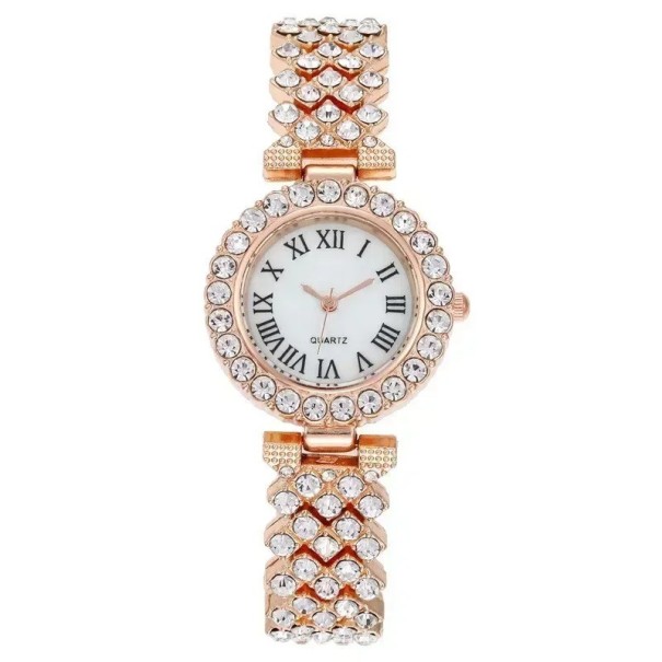 Montres pour femmes avec des diamants artificiels V187 or rose