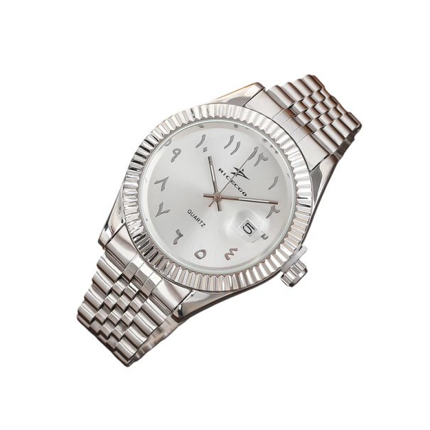 Montres pour hommes en acier inoxydable 40–44 mm Montres d'affaires élégantes Quartz Chiffres arabes Bracelet 22–23 cm Style classique blanc