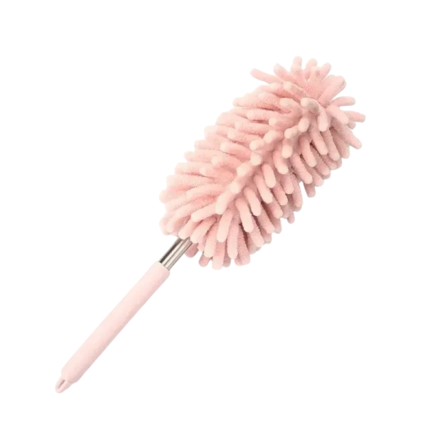 Mop telescopic din microfibră 30–76,5 cm Mini perie pentru praf pentru mașină și acasă Curățarea aerului condiționat, mobilei, jaluzelelor Culori variate roz