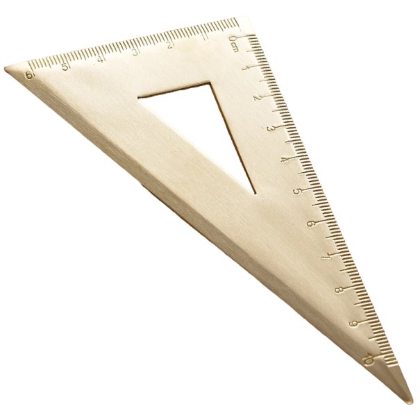 Mosadzný trojuholník pre študentov v ostrom uhle Kovový trojuholník na rysovanie Retro školské pravítko 1