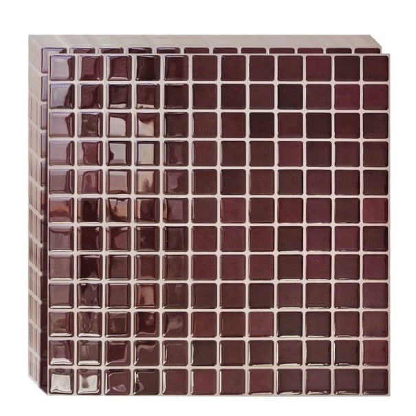 Mosaik selbstklebende Wandfliesen 10 Stück 27 x 27 cm Wasser- und hitzebeständig Mit Schere zuschneidbar Fliesen für Bad und Küche rot