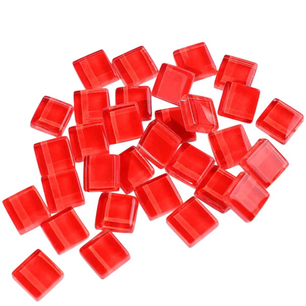 Mosaikglasfliesen 10 x 10 x 4 mm 50 Stück Blauer Glanz Quadratische Kristallkörner Bastelbedarf Glas Glitzerstücke Dekoration rot