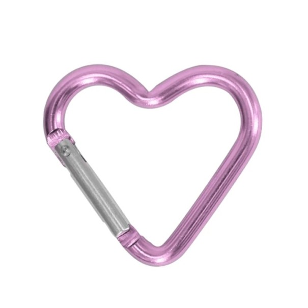 Mosquetão em forma de coração 4,4 x 4,1 cm Mosquetão de alumínio rosa