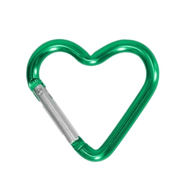 Mosquetón de escalada en forma de corazón 4,4 x 4,1 cm Mosquetón de aluminio verde