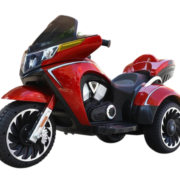 Motocicletă electrică pentru copii cu trei roți, cu cheie, cu scaun din plastic, 120x69x50 cm, capacitate de încărcare 50 kg, pentru copii de 3–12 ani burgundy