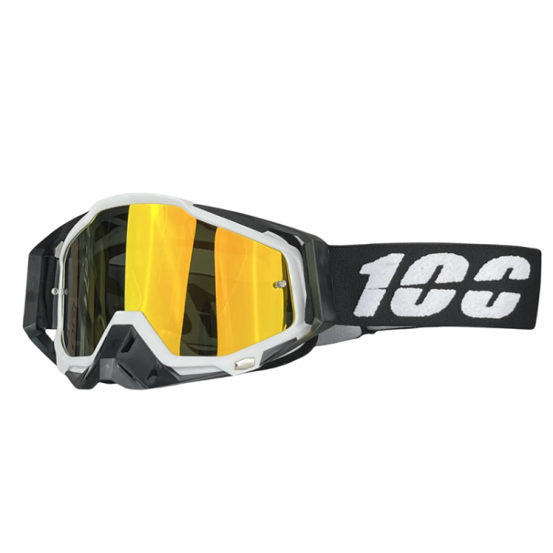 Motocross szemüveg UV-védelemmel, sárga lencsével, tükröződésmentes, tartós kerettel, állítható pántokkal, motoros szemüveg, terep, MX, enduro fekete