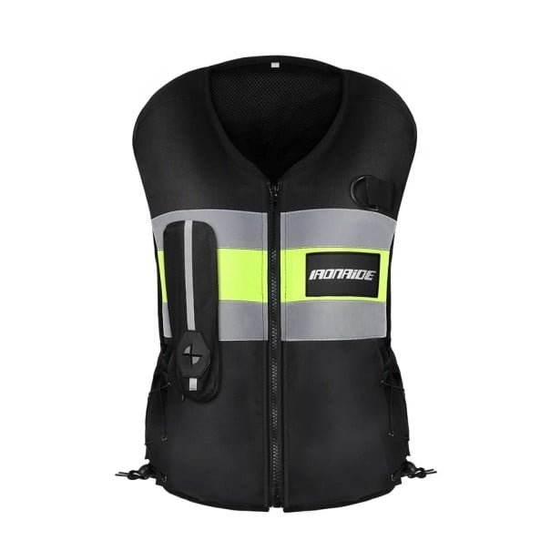 Motocyklová airbagová vesta Reflexní pruhy a zapínání na zip Síťovaná vnitřní část Bezrukávová výbava pro jízdu na motorce černá M
