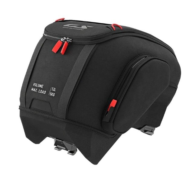 Motocyklová brašna na nádrž vodotěsná 12L délka 36 cm černá přenosná taška na motorku tankvak pro uložení věcí 1