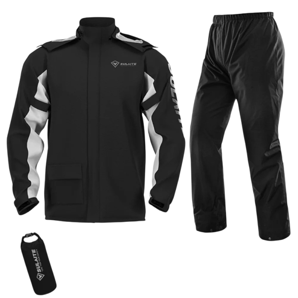Motocyklová pláštenka komplet bunda a nohavice unisex polyester TPU ochrana proti dažďu jazda na motorke vonkajšie použitie čierna XL