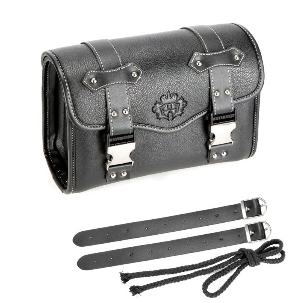 Motocyklová sedlová brašna univerzální 20 × 28 × 13 cm PU kůže černá boční taška na motorku pro uložení věcí a příslušenství 1