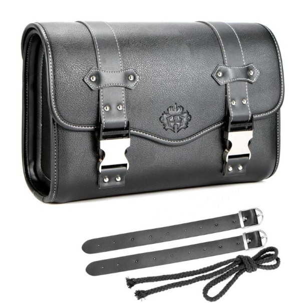 Motocyklová sedlová brašna univerzální velkokapacitní 25 × 37,5 × 15 cm PU kůže černá boční taška na motorku pro uložení věcí 1