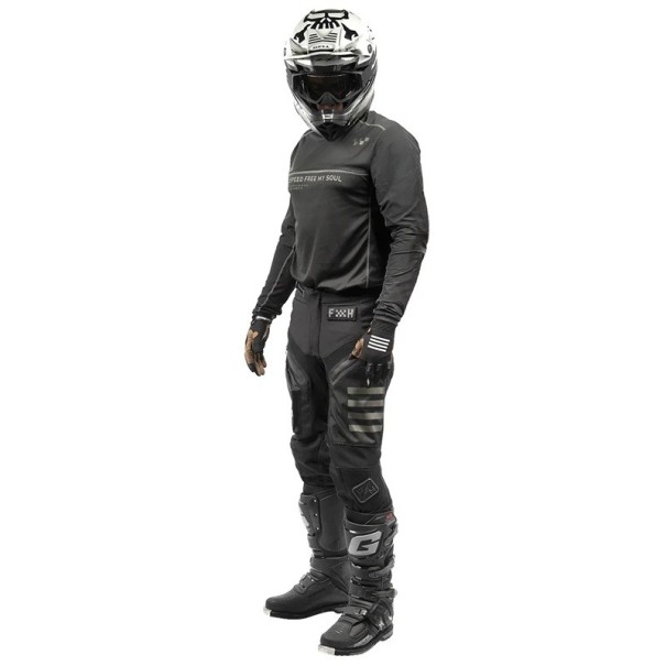 Motokrosový set dres a kalhoty Dlouhý rukáv Zesílená kolena Polyester a nylon Celočerný Unisex moto oblečení na motokros a enduro S