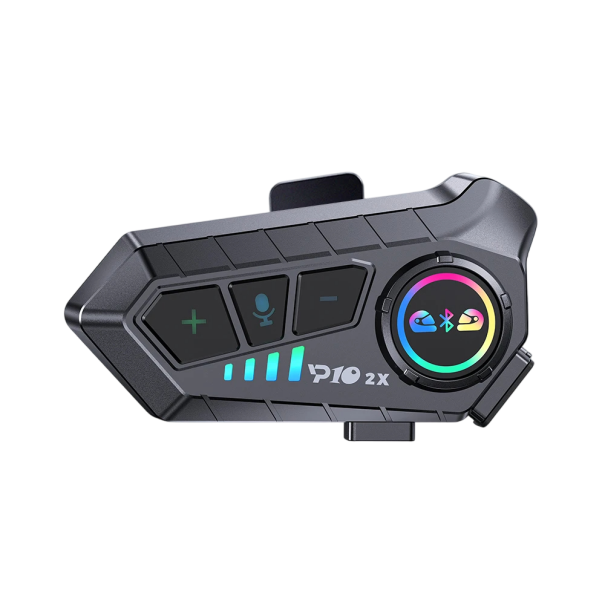 Motorcycle Bluetooth Intercom P10X with Fixed Microphone Range up to 1000 m Battery Life 30 h IPX6 LED Indicator Noise Cancellation for Open Face Helmet 1