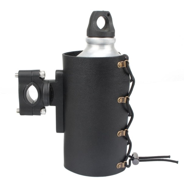 Motorcycle Bottle Holder Made of Artificial Leather black