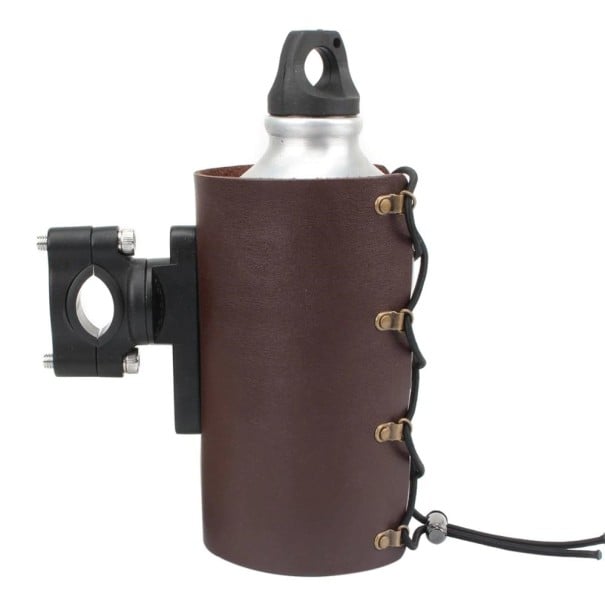 Motorcycle Bottle Holder Made of Artificial Leather brown