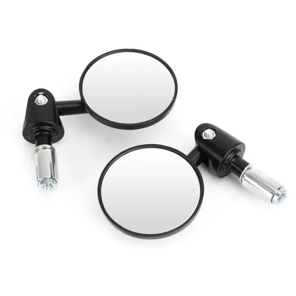 Motorcycle Handlebar Mirrors with Round Wide-Angle Glass, Adjustable Angle, 1 Pair for Left and Right Fitting 1
