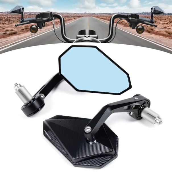 Motorcycle Mirrors 2 pcs 13.5 x 8.2 cm 360° Rotatable Black Sports Mirrors for Suzuki Yamaha Kawasaki Honda 1