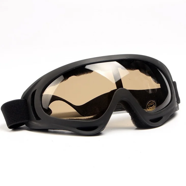 Motorcykel skibriller sorte med brunt UV-glas 18 x 8 cm Øjenbeskyttelse ABS-stel PC-glas Universal sportsbriller til hjelm 1