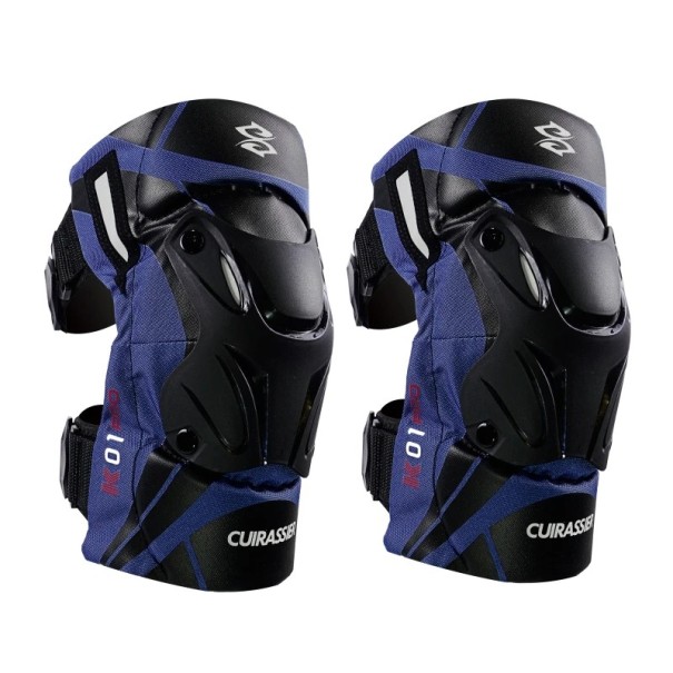 Motorfiets kniebeschermers met reflecterende elementen Verstelbare Racing MX beschermende mouwen voor motorcross Dubbele klittenbandsluitingen blauw