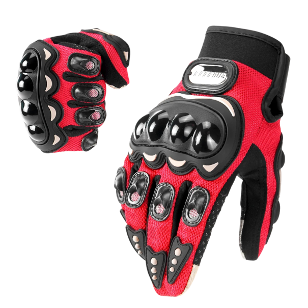Motorrad-Sporthandschuhe mit hartem Knöchelschutz Touch Racing Atmungsaktive Motorrad- und Fahrradhandschuhe mit Anti-Rutsch-Spikes rot L