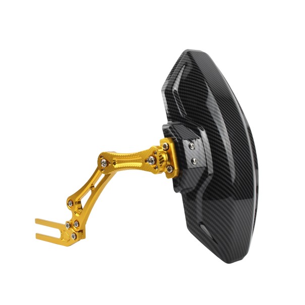 Motorradschutzblech 193 x 160 mm Hinteres Schutzblech Schutz gegen Schlamm und Schmutz für Straße und Gelände Schwarze Carbon-Optik gelb
