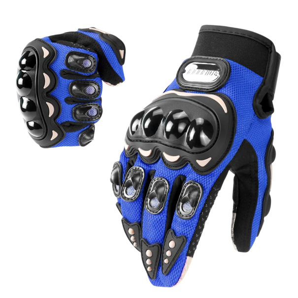 Motorsporthandschoenen met harde knokkelbescherming, ademende motor- en fietshandschoenen met antislip spikes. blauw XL