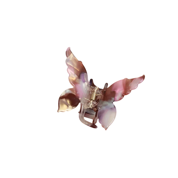 Motylkowy klips do włosów z acetatu 7,5x6,2 cm Brązowo-różowa francuska retro elegancka spinka Damskie akcesoria do włosów Plastikowa ozdoba Stylizacja 1
