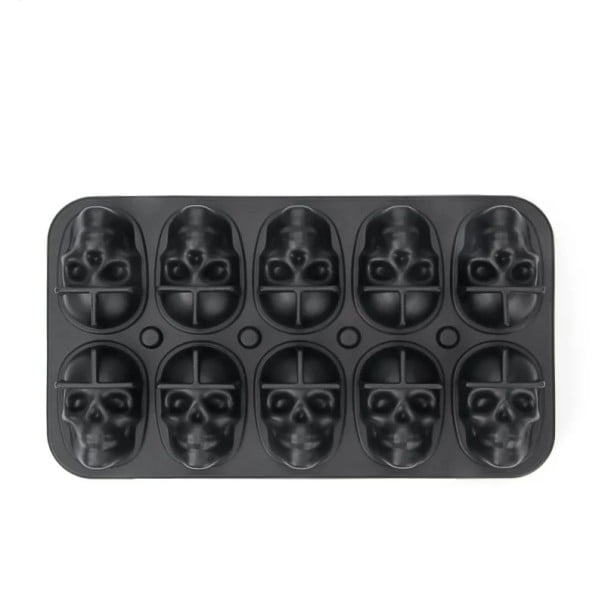 Moule à glace en silicone 3D têtes de mort 10 pcs Moule flexible pour congélateur Tête de mort d'horreur Décoration de cocktail Cubes de glace 1