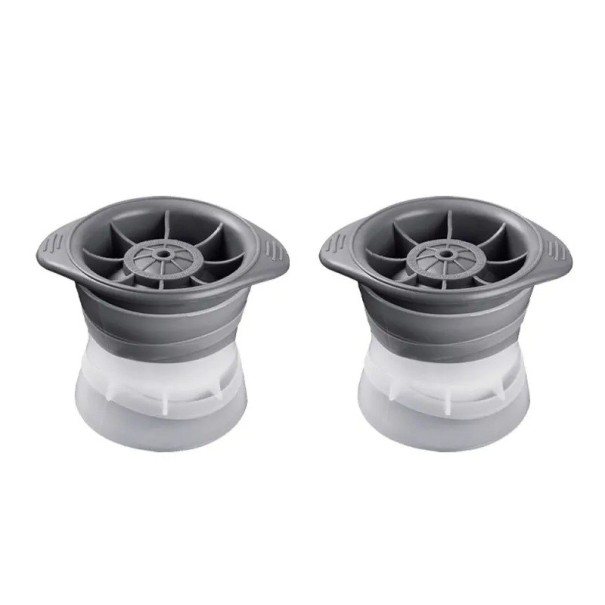 Moule à glaçons en silicone 109×79×85 mm 2 pcs Grande forme ronde à glace pour whisky Outil de cuisine à congélation rapide Accessoires de bar gris