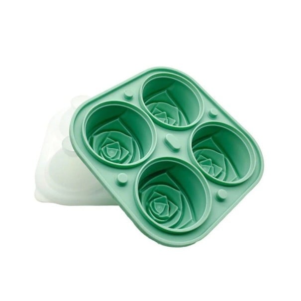 Moule à glaçons en silicone 13,5×7 cm Fleur rose 4 grilles Moule à gâteau à pâtisserie Biscuits Chocolat Décoration de Noël Ustensiles vert