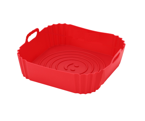 Moule carré en silicone pour friteuse à air 20 cm rouge