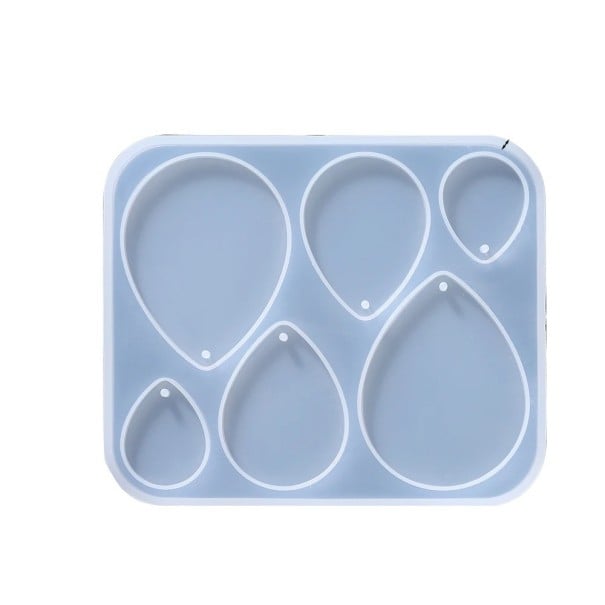 Moule en silicone 10,8 x 9,1 cm Pendentifs en forme de goutte Moule à résine avec trous pour anneaux Fabrication de bijoux boucles d'oreilles 1