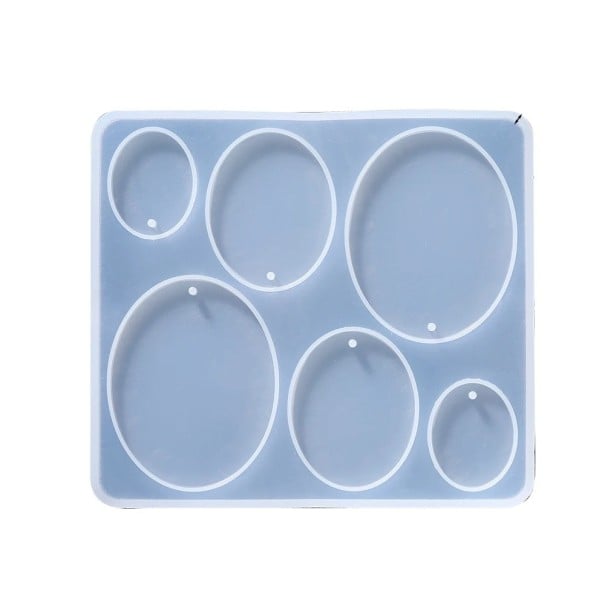 Moule en silicone 10,9 x 9,6 cm Pendentifs ovales Moule pour résine avec trous pour anneaux Fabrication de bijoux boucles d'oreilles et décorations 1