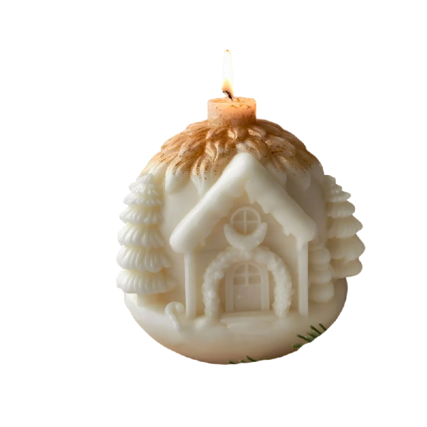 Moule en silicone 8,4 x 8,5 cm Maison avec aiguilles et couronne Moule pour coulage de cire, résine, plâtre, savon et fabrication de bougies 1