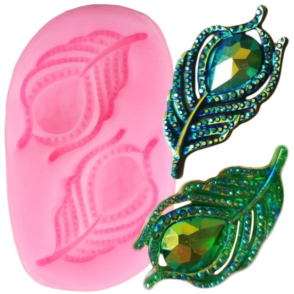Moule en silicone en forme de plume de paon 1