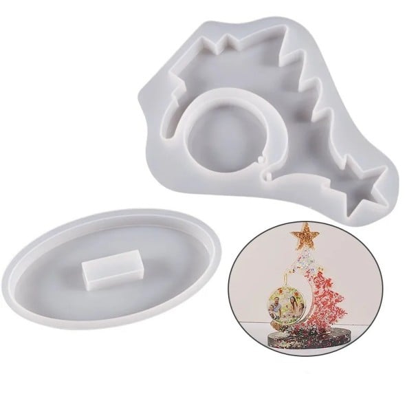 Moule en silicone ensemble pour la fabrication de décorations de Noël Arbre avec étoile et socle Moule pour résine époxy coulage d'ornements 1