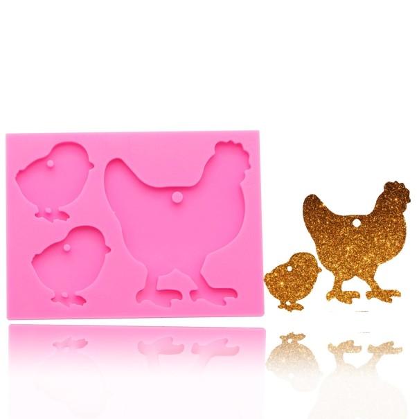 Moule en silicone poule et poussins 1