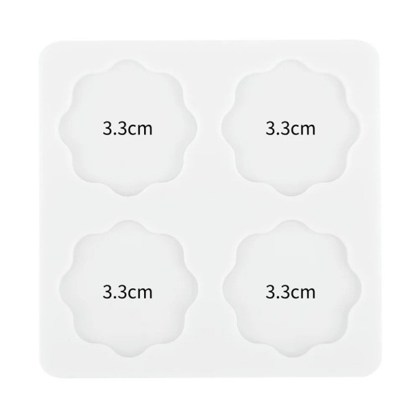 Moule en silicone pour sceaux 4 cavités 3,3 cm Moule 8 x 8 cm Pour le coulage de sceaux en cire dans un moule pour annonces blanc