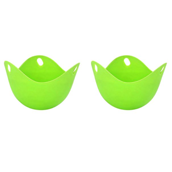 Moules en silicone pour la cuisson des œufs 2 pcs 9 x 6,5 cm Sans coquille Nettoyage facile Moules réutilisables pour casserole et micro-ondes vert