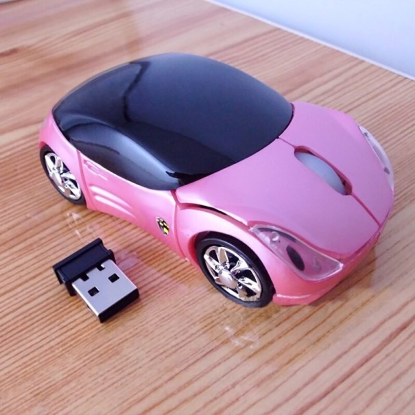 Mouse auto fără fir roz