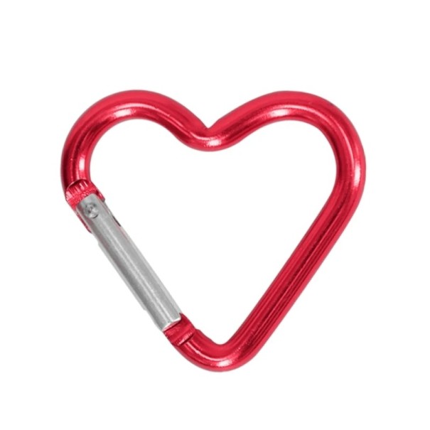 Mousqueton en forme de cœur 4,4 x 4,1 cm Mousqueton en aluminium rouge