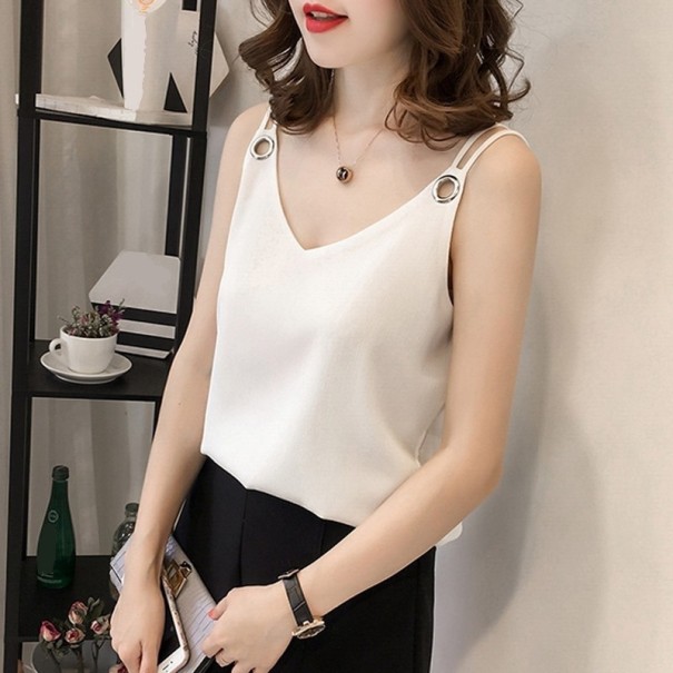 Mouwloze blouse voor dames wit XL