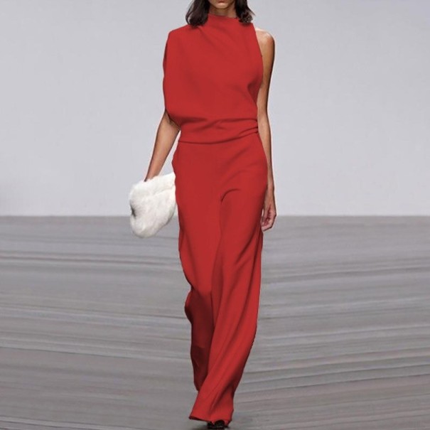 Mouwloze jumpsuit voor dames B828 rood XS