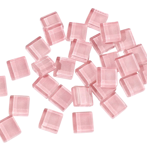 Mozaïek Glazen Tegels 10 x 10 x 4 mm 50 st Modieuze Glans Vierkante Kristal Korrel Gereedschappen Glazen Glitter Stukken Decoratie roze