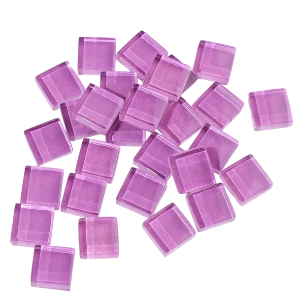 Mozaikové skleněné dlaždice 10 x 10 x 4 mm 50 ks Modrý lesk Čtvercové krystalové zrna Řemeslné potřeby Skleněné třpytivé kousky Dekorace fialová